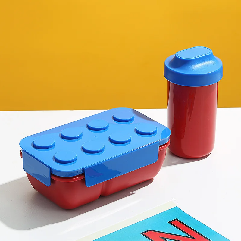 Vibrant Creative Building Blocks Lunch Box for Kids - Portable Bento for Picnics, Salads, & Snacks