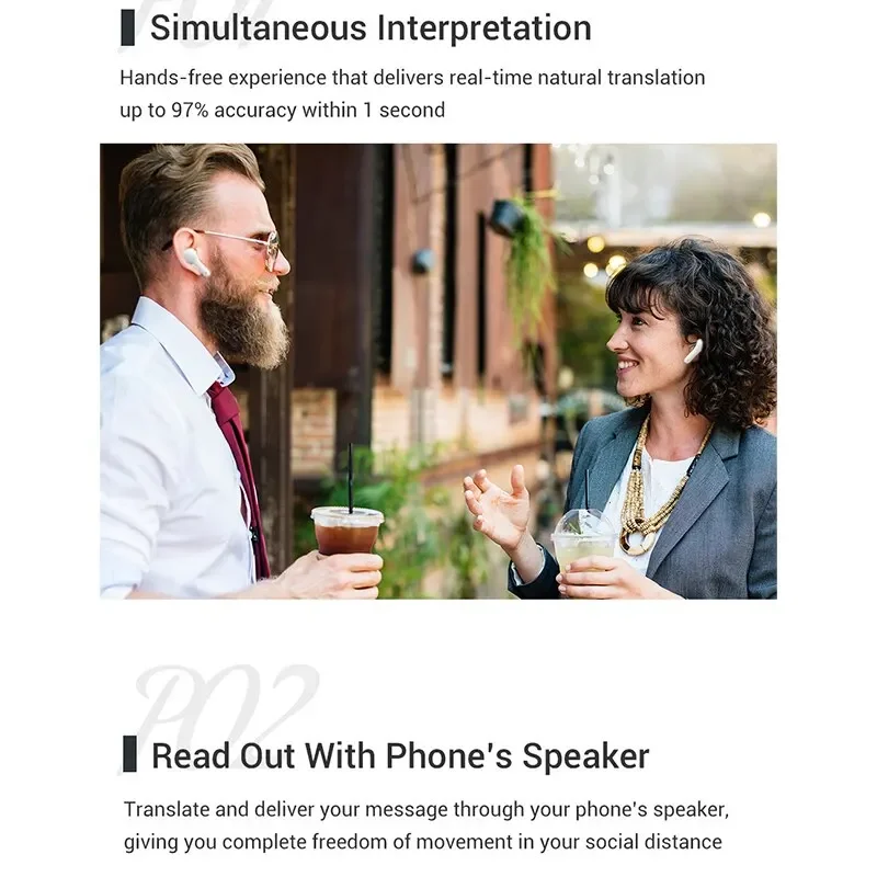 M6 Translation Headphones Portable 127 Languages Instant Translate Smart Voice Translator Wireless Bluetooth Translator Earphone