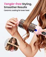 Brosse thermique, brosse ronde chauffante de 1,5 pouce pour un look bouclé, double tension, céramique tourmaline, technologie à ions négatifs, 6 réglages de température, moins de dommages 6