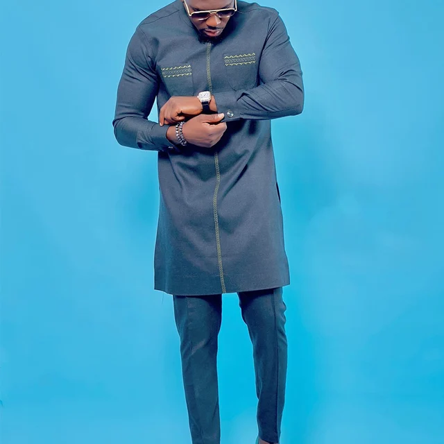 Deji Embroidered Long Sleeve Dashiki Outfit - Image 4