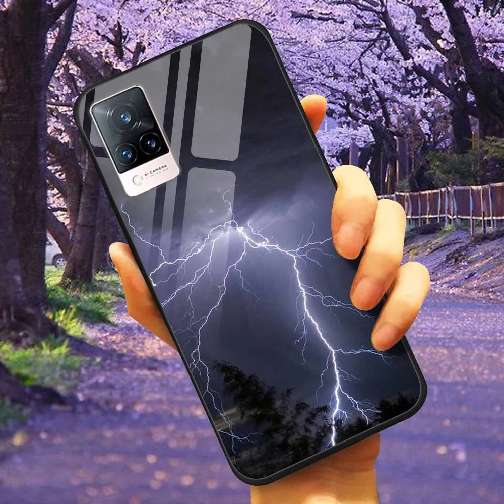 Luxury Protective Soft Bumper Hard Back Phone Case with Tempered Glass