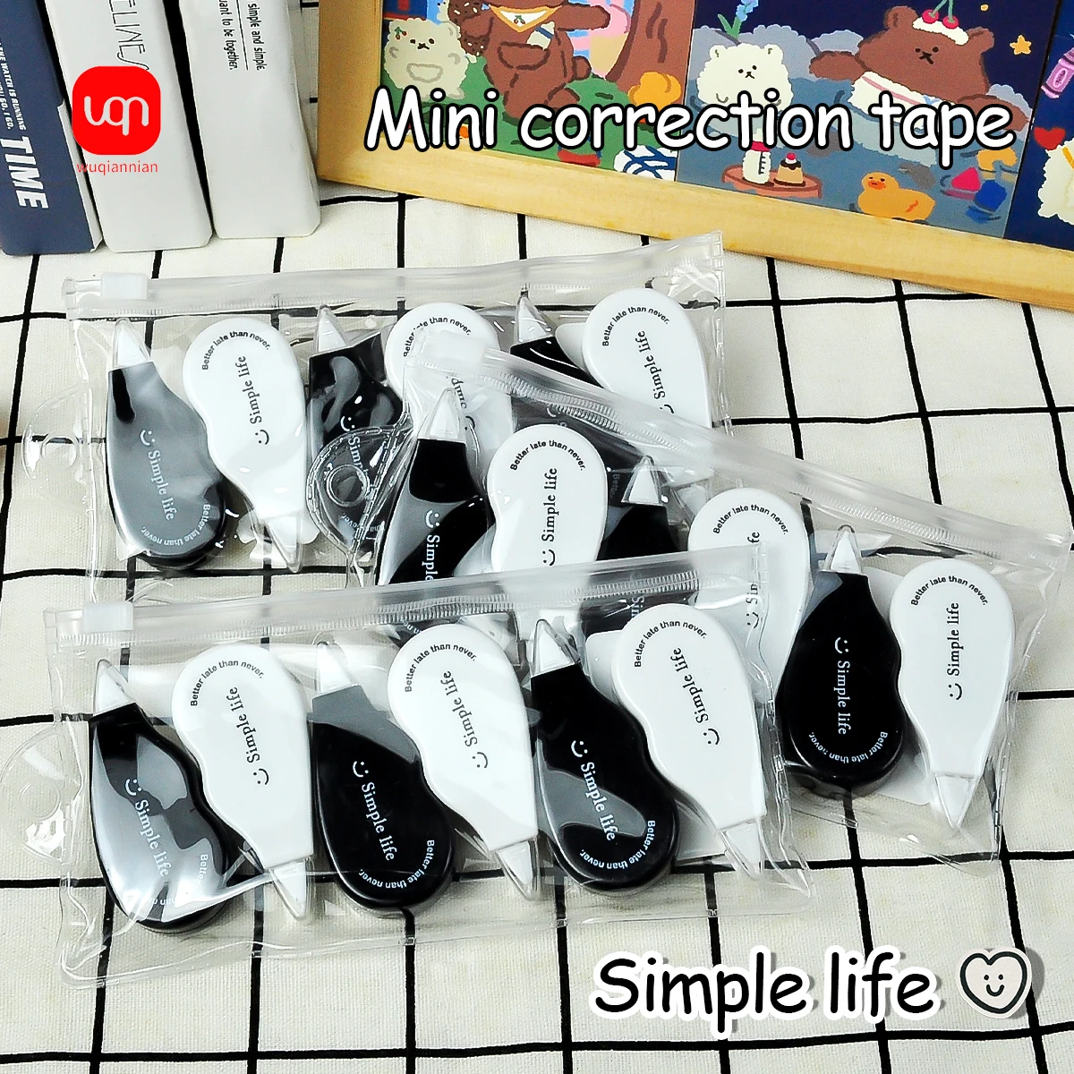Portable Creative Correction Tape Large Capacity Correction Tape White Stickers 6pcs Student Learning Office Supplies