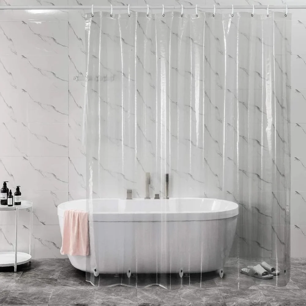 Shower Curtains PEVA Waterproof Plastic Clear Transparent/Colorful Bathroom Curtains Mildew Home with Hooks