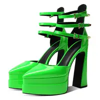 European/american Style Summer Thick Heels High Heels Wrapped Sandals Women's Pointed Belt Buckle Fashionable Women's Shoes - Image 4