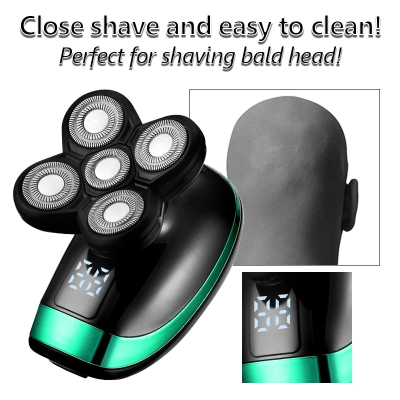 5 In 1 4D Men's Rechargeable Bald Head Electric Shaver
