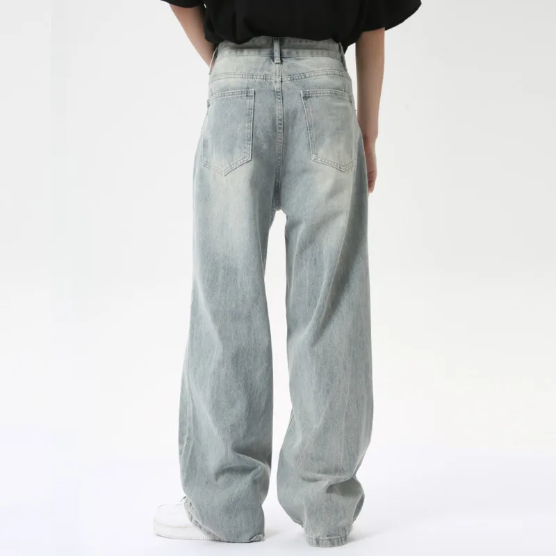 IEFB High Street Men's Jeans New Casual Washed Light Straight Male Denim Pants Wide Leg Loose Trousers Chic Summer 9C6317 6