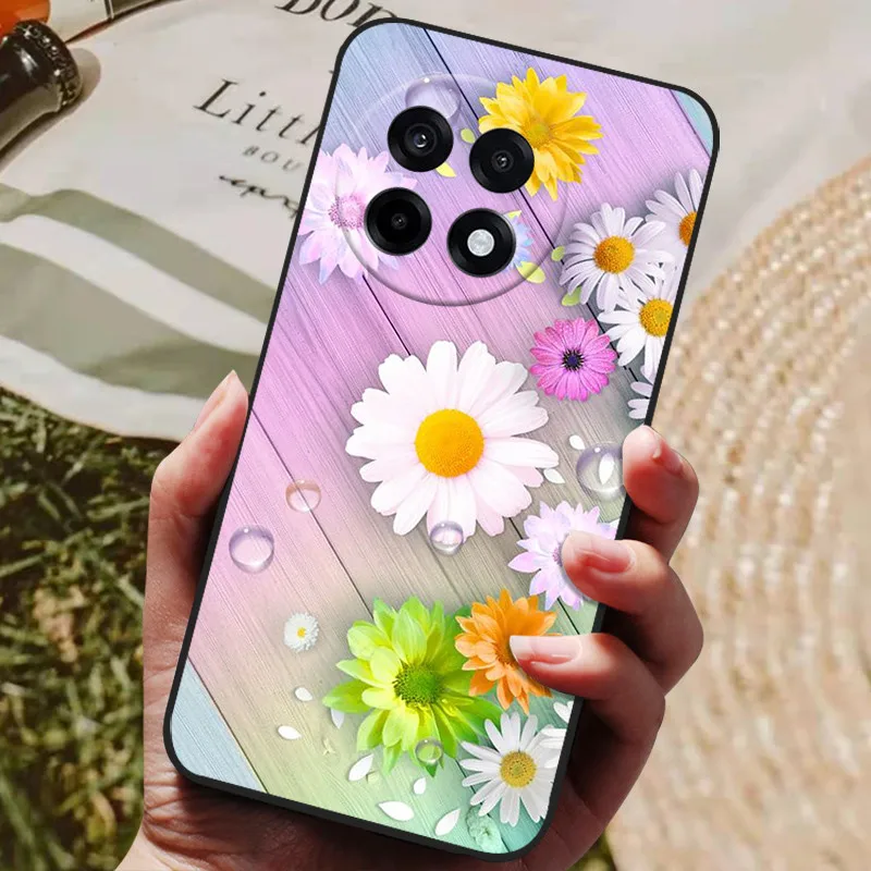 Sleek Black Soft Silicone Phone Case with Cute Cartoon Design