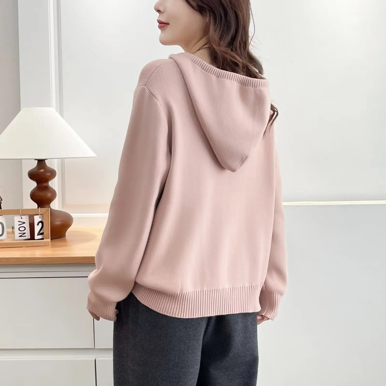 XXXL Fashion Plus Size Woman Clothing Sweaters Casual Thickened Hooded Knitted Jersey For Women In Autumn And Winter 2025