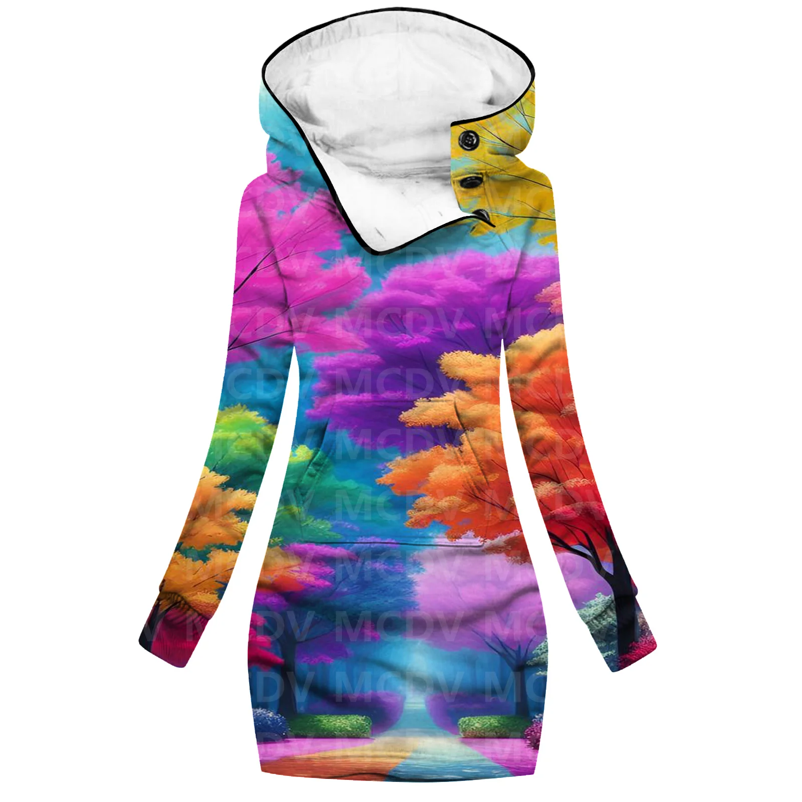 Beautiful Scenery 3D Printed Hoodie Dress Novelty Hoodies Women Casual Long Sleeve Hooded Pullover Tracksuit