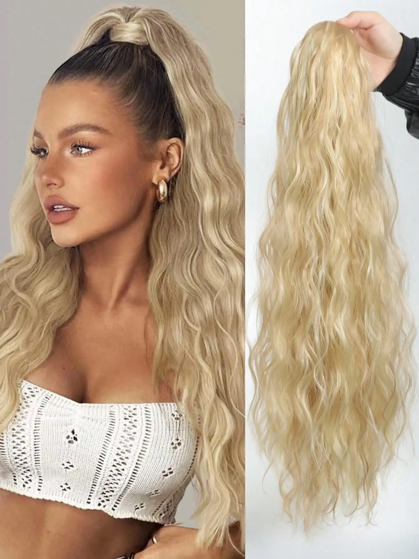 

Aosiwig Synthetic Long Ponytails Curly Wavy Hair Black Blonde Ponytails Extensions Accessories For Women Fake False Hairpieces