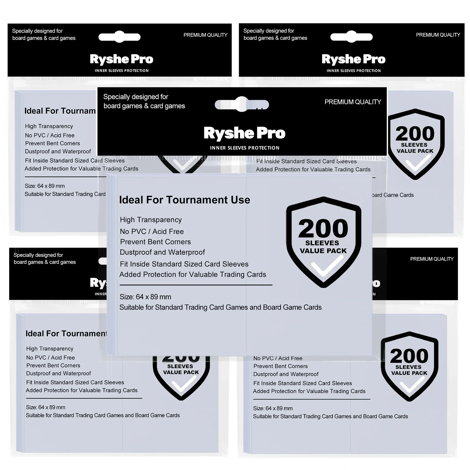 200 ct transparente Penny-Innenkartenhüllen, 64 x 89 mm, Sammelkartenschutz, passend für Doppelhülsen, kompatibel mit MTG PKM TCG-Karten – Detail 14