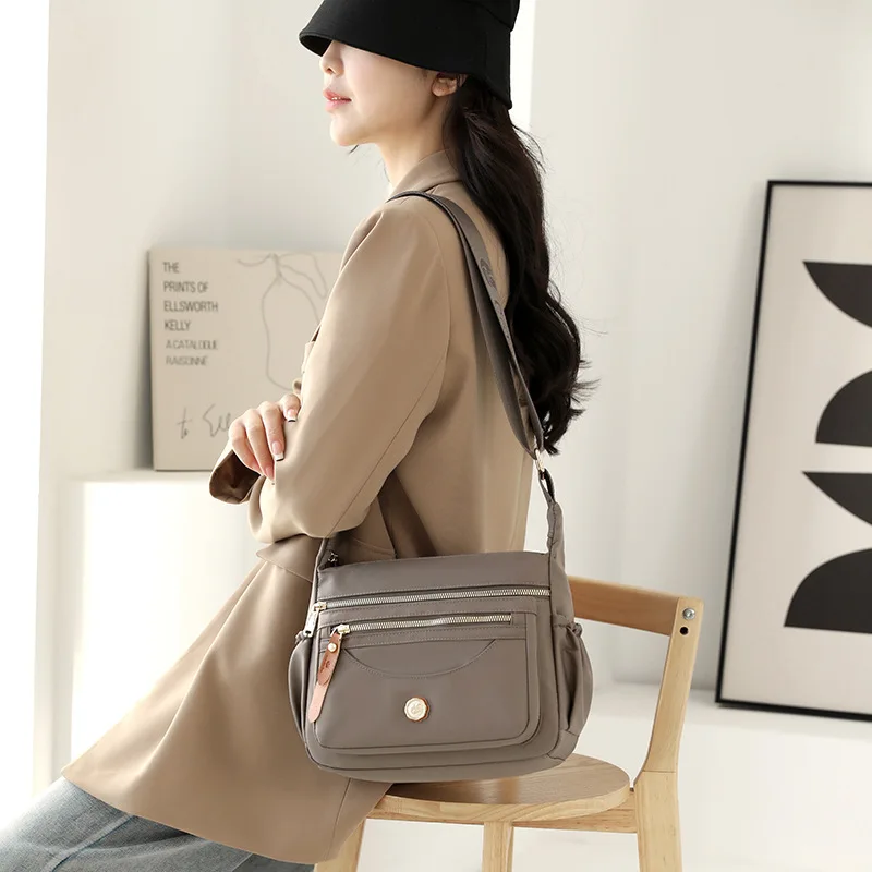 Multi-layer Shoulder Bag Large Capacity Waterproof Nylon Crossbody Bag Women's Casual Backpack
