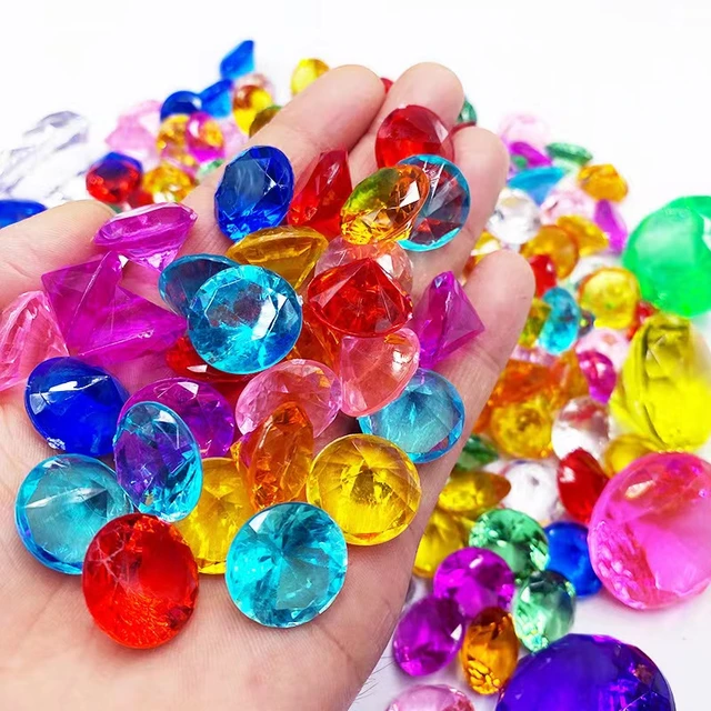 60pcs Diving Gems Toys Acrylic Fake Diamond Pool Gems Summer Underwater  Swimming Toys for Kids 