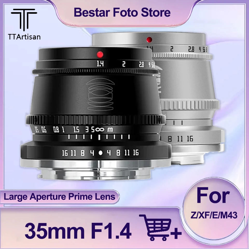 

TTArtisan 35mm F1.4 APS-C Manual Focus Large Aperture Mirrorless Camera Lens for Sony A6000 Nikon Z50 Canon M2 Panasonic G2