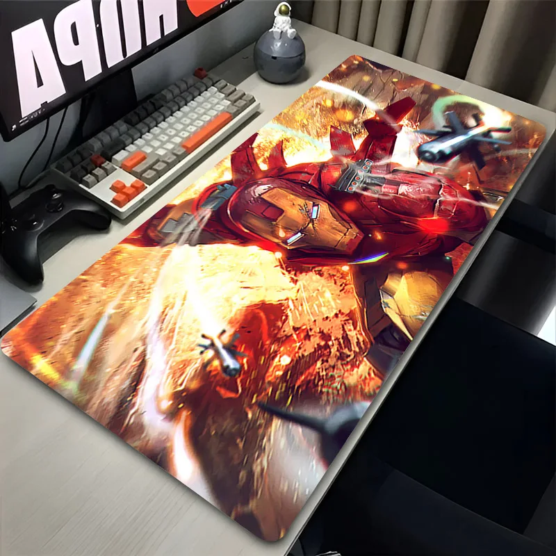 

Non-Slip Desk Mat Marvel Iron Man Large Gaming Gamer Keyboard Desktop Mouse Pad HD Print Mouse Mat XXL Office Rubber PC Mousepad