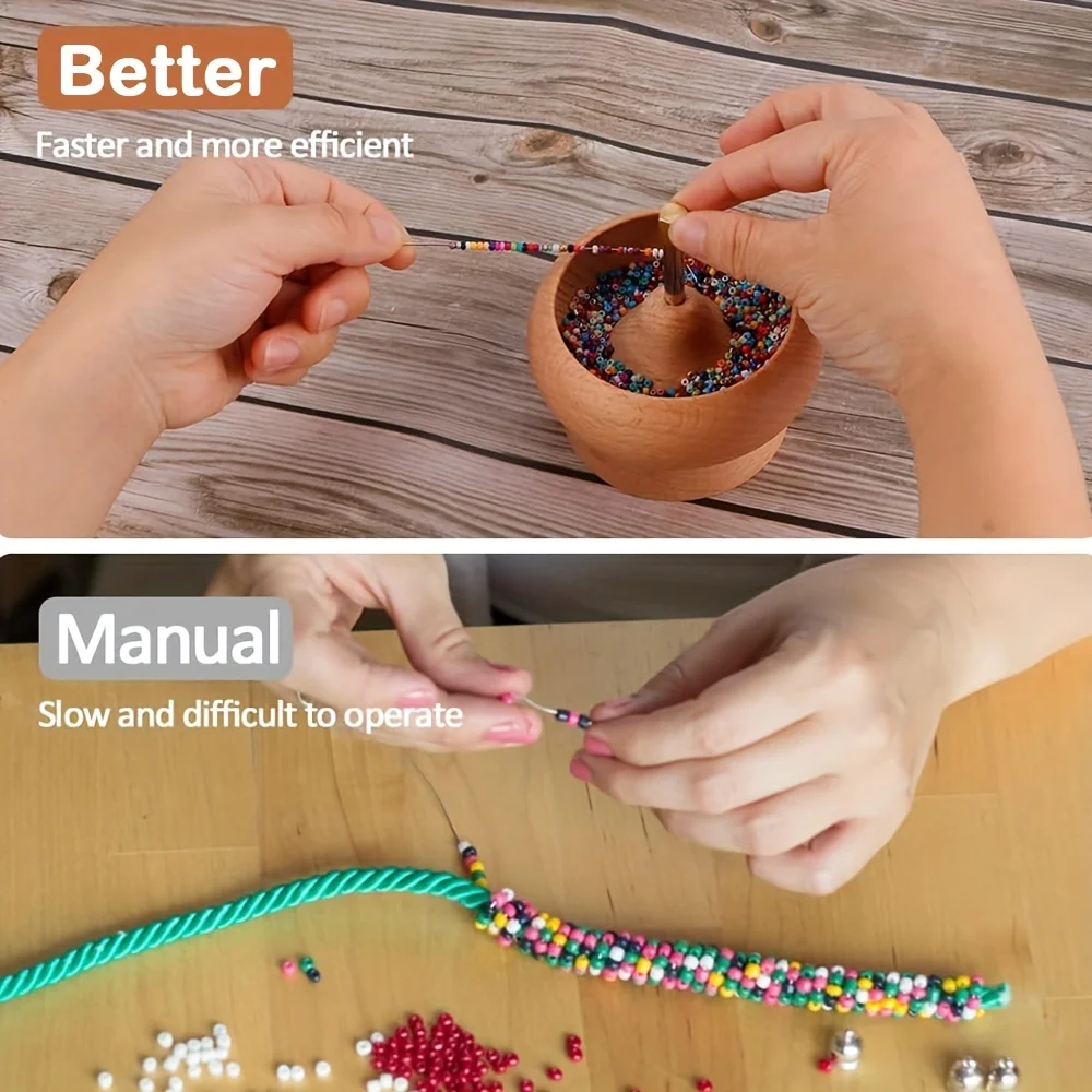 Wood Bead Spinner String Seed Beads Quickly Beading Bowl Loader Kit Wooden  Crafts Bead String Loader Jewelry Making Tools - AliExpress