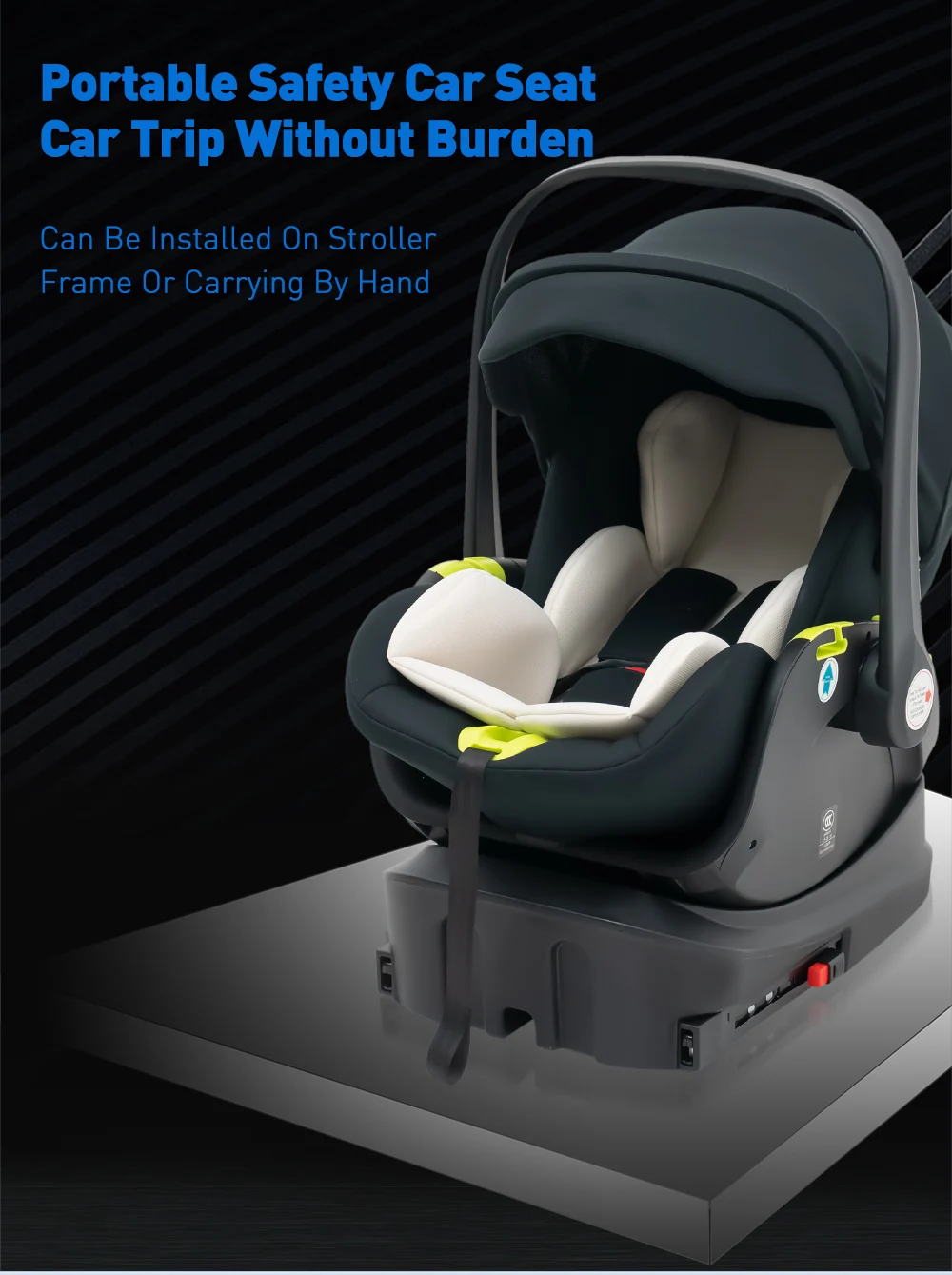Baby Car Seat, Adjustable Extension Panel for Extra Legroom, Carrier Basket With Isofix Connector Base