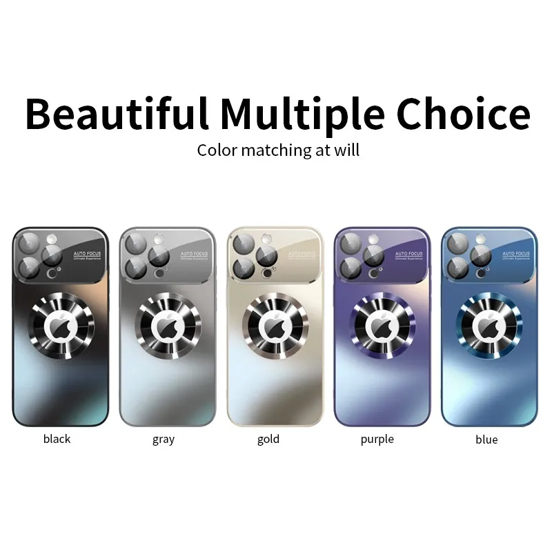Luxury Glass Camera Lens with MagSafe-Compatible Wireless Charging Case - Shockproof Cover