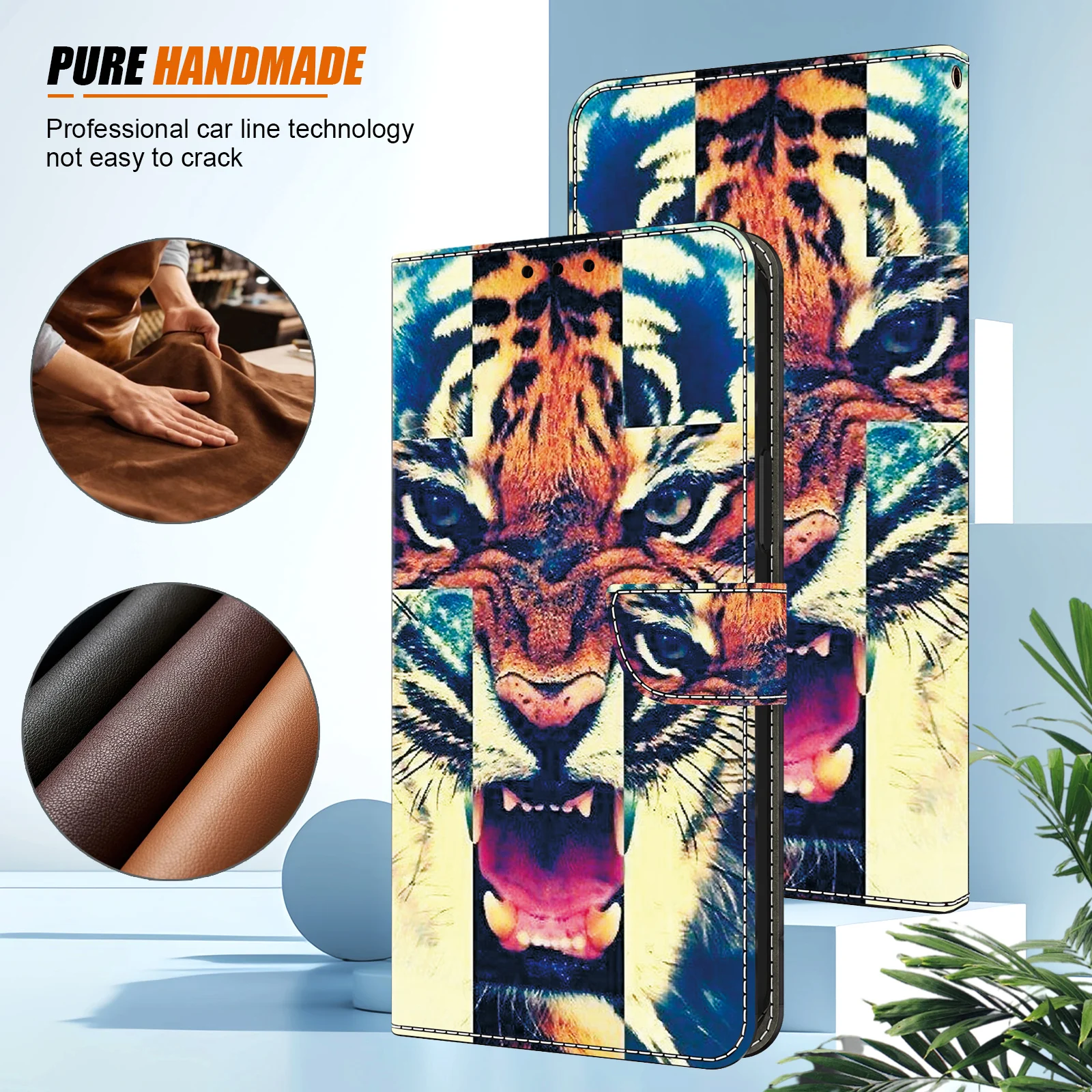 Magnetic Flip Leather Wallet Phone Case with Card Holder and Stand