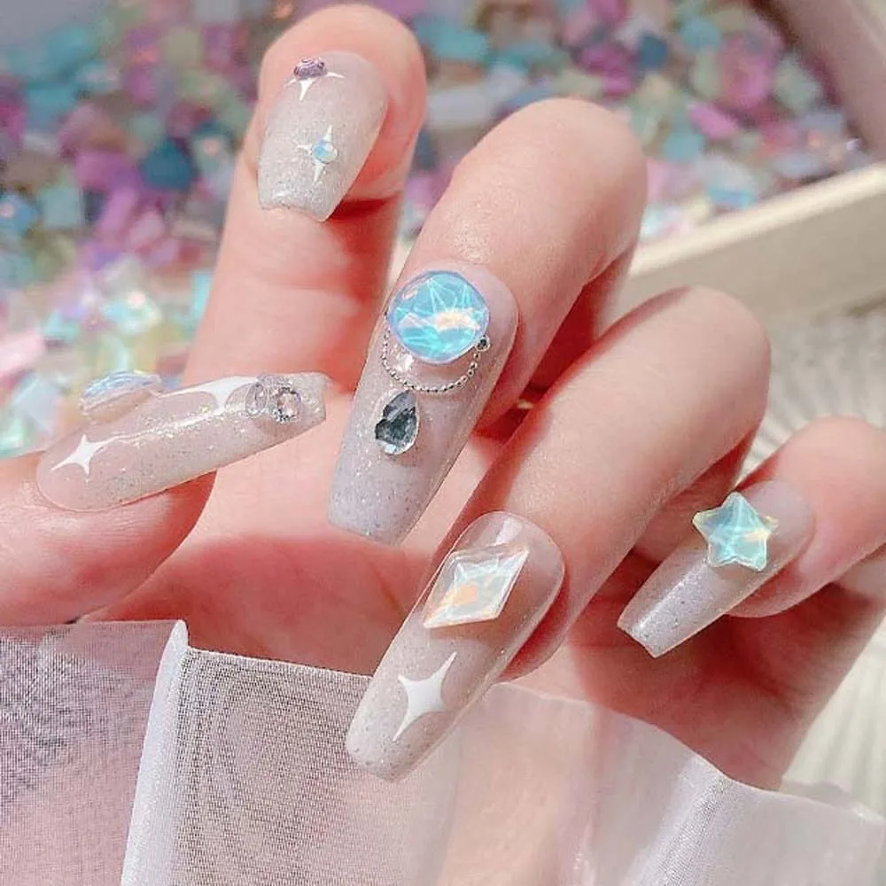 

Aurora Decorations Nail Decorations Japanese Love Heart Rhombic Nail Rhinestones Macaroon Color Stars Nail Jewelry DIY Nail Art