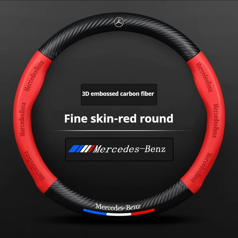 Steering Wheel Cover Car Anti-slip Leather Steering Wheel Cover For Mercedes-Benz A B C E S V R-Class C43 CLA GLA GLB GLC GLK SLK SL Vito W203 GLE ML