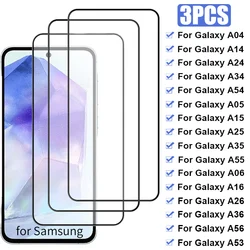 Premium 3 - Piece Full Tempered Glass Screen Protector Set - 3PCS Black Glass (For A05)
