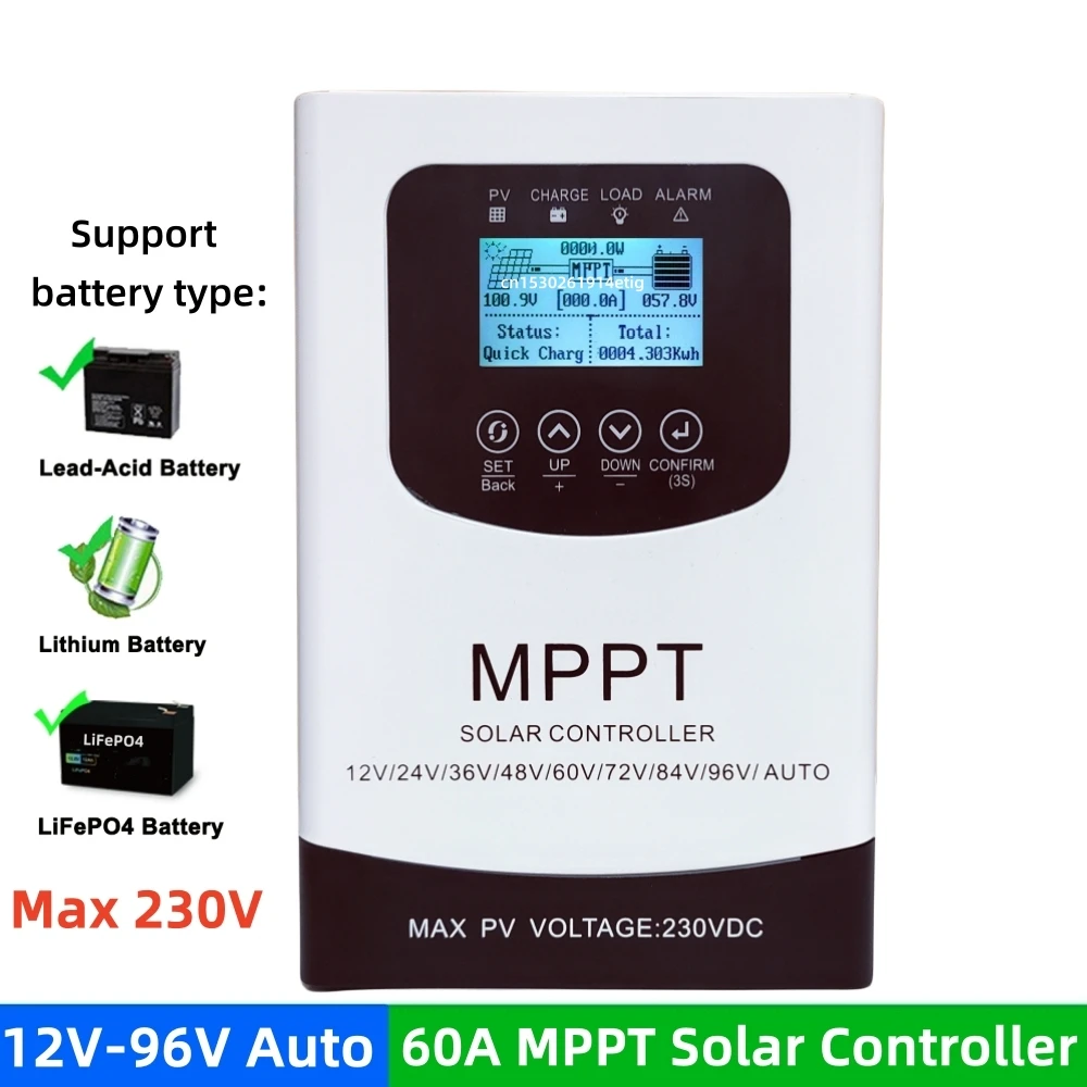 

12V 24V 48V 60V 72V 96V 40A 60A 80A MPPT Solar Charge Discharge Controller 180V/230VDC Regulator For LiFePO4 Lithium GEL Battery