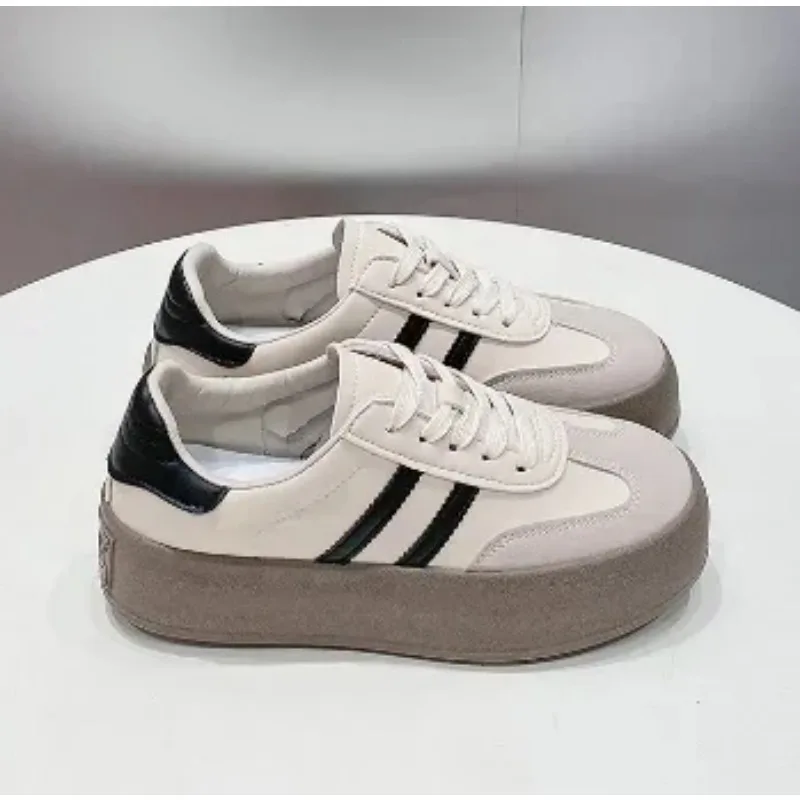 Sports Shoes Thick Sole Casual Board Shoes Women Cowhide Everything Soft Sole Inside Increase De Training Shoes Platform Shoes 3