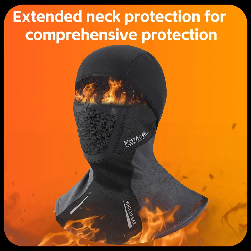 WEST BIKING Thermal Cycling Headgear Winter Warm Balaclava Protection Full Face Mask Neck Scarf Windproof Motorcycle Bike Caps