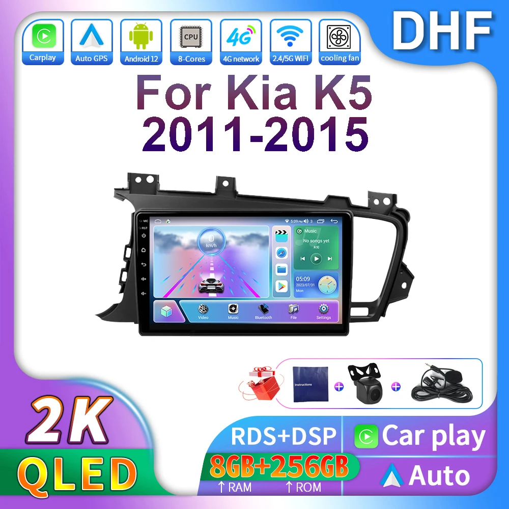 

DHF 9" Android 13 System Car Radio For Kia Optima K5 2011 2012 2013 2014 2015 Multimedia Player GPS Navigation 4G 2 Din Carplay