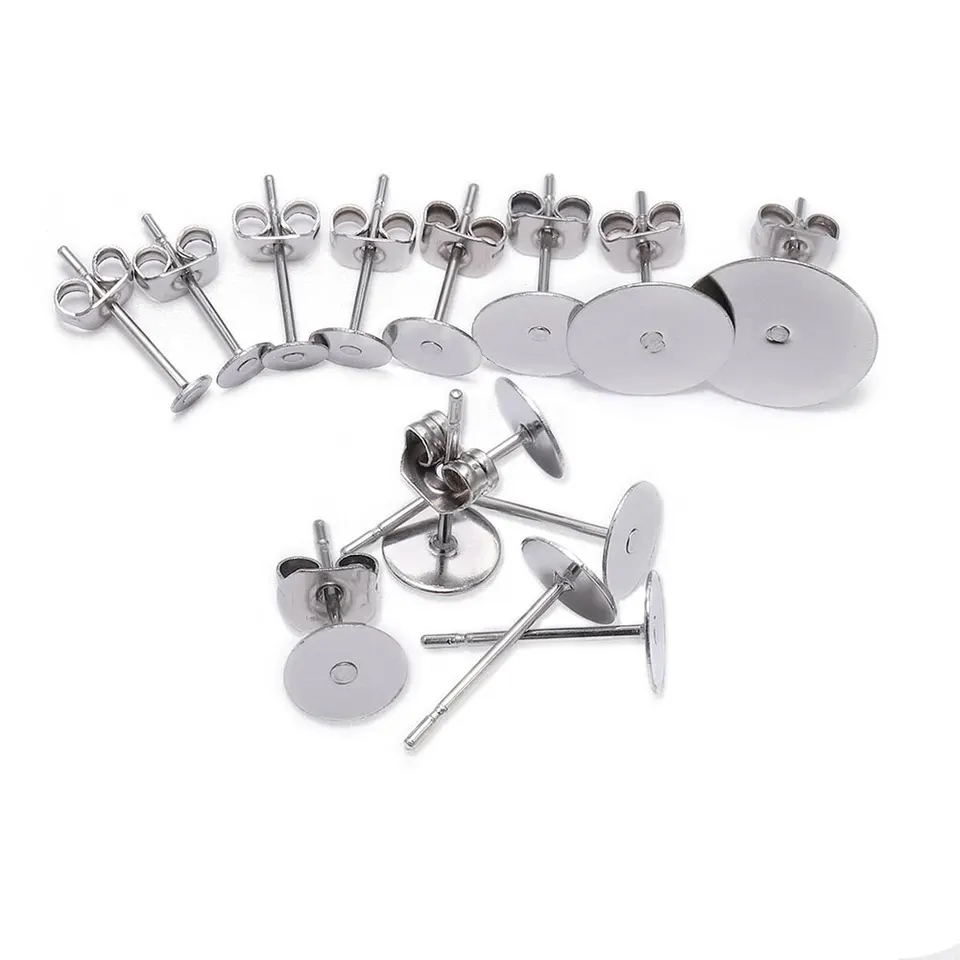 Base Per Orecchini Fai Da Te 2600 Pezzi - Perni Piatti In Acciaio Inox (4 Colori, 2 Misure) Con Fermagli E Cuscinetti - 2