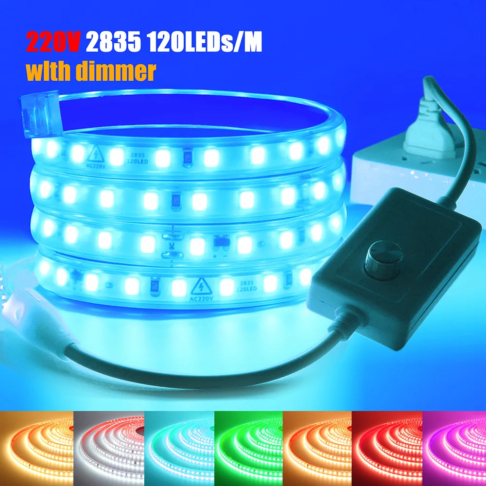 Description Picture 2 of itemDimmable LED Strip Light Dimmer Power Kit 220V 2835 120LEDs Flexible Waterproof Tape Diode 220 V Volt High Brightness Lighting