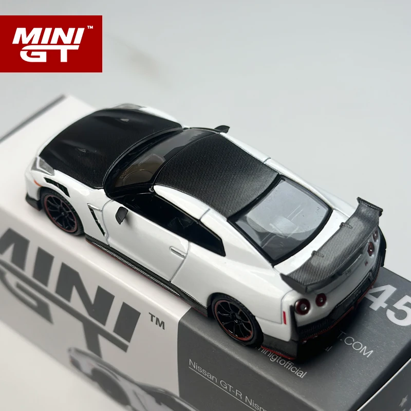 MINI GT 1:64 닛산 GTR 2024 브릴리언트 화이트 펄 합금 자동차 모델 1045