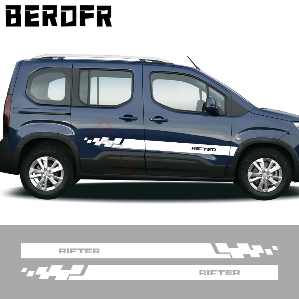 2 Pezzi Adesivi Per Porte Laterali Per Auto Per Accessori Peugeot Rifter Camper Van Gt Long Line Letter Graphics Decalcomanie In Vinile Per Tuning Est