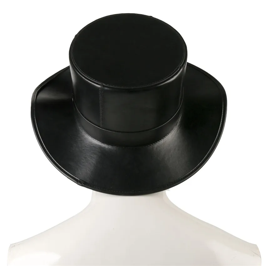 Black Hat Steampunk PU Leather Hat 
