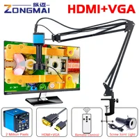 Zoom 150X Full HD Camera VGA/HDMI Port Industrial Microscope Adjustable Metal Arm Stand Bracket For PCB Soldering Phone Repair 1