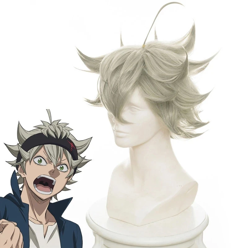 Black Clover Anime Cosplay Asta Gridelin Short Wig Cosplay Accessory Heat Resistant Cosplay Costume Wigs + Wig Cap