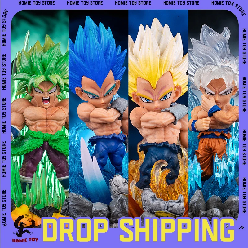

Anime Figure Dragon Ball Goku Super Saiyan Vegeta Q Version Can Light Up Anime Hand Office Model Car Decoration Birthday Gift