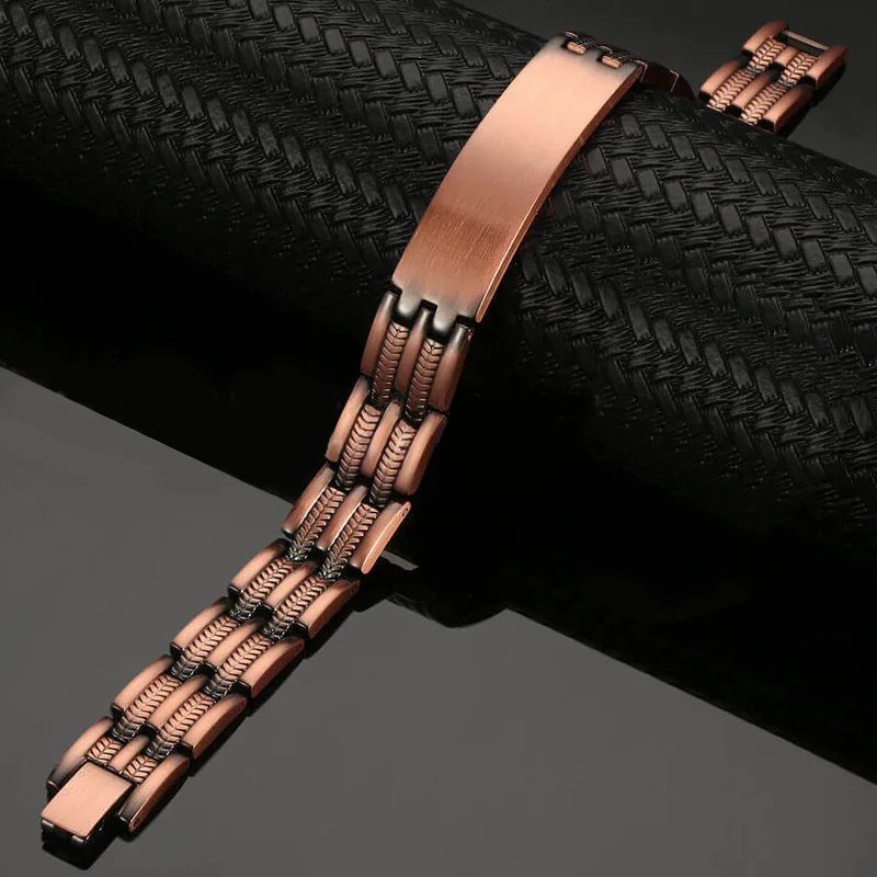 Big Men Copper Bracelet Magnetic Therapy ID Bracelets for Arthritis  Father Gift 23cm Adjustable Drop shipping