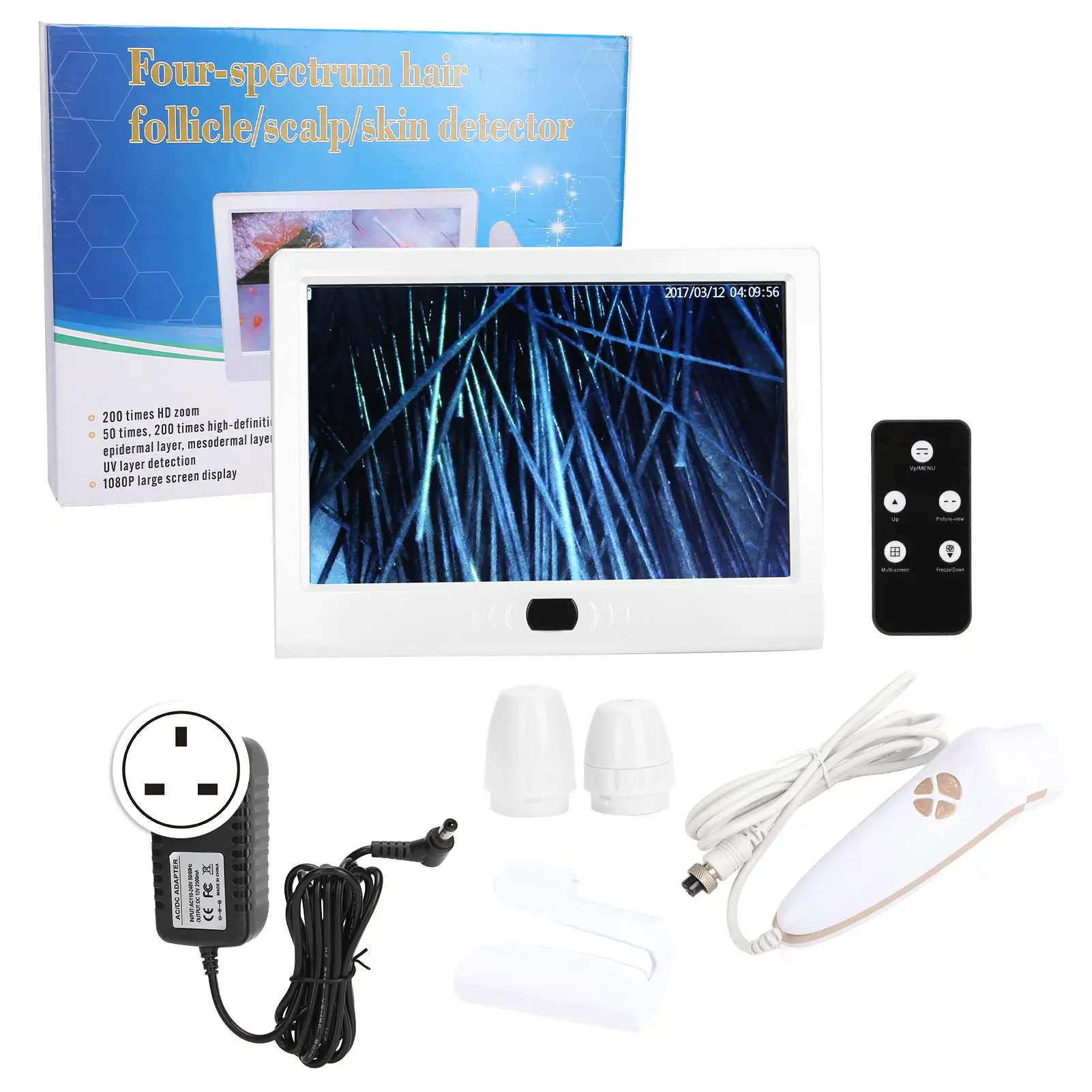 

13 Multi-Functional Hair Analyzer | 50X/200X Digital Dermoscopy | Rechargeable Skin Scalp Detector
