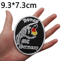 Germany Biker Club Patches Regensburg Bones MC Embroidered with Hook Backing Leather Vest Decoration Accessories Appliques 6
