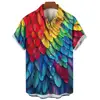 Summer Hawaiian Shirts Casual Men's Shirts Feather Print Shirts for Men Lapel Short Sleeve Men's Clothing Loose Aloha shirts 1