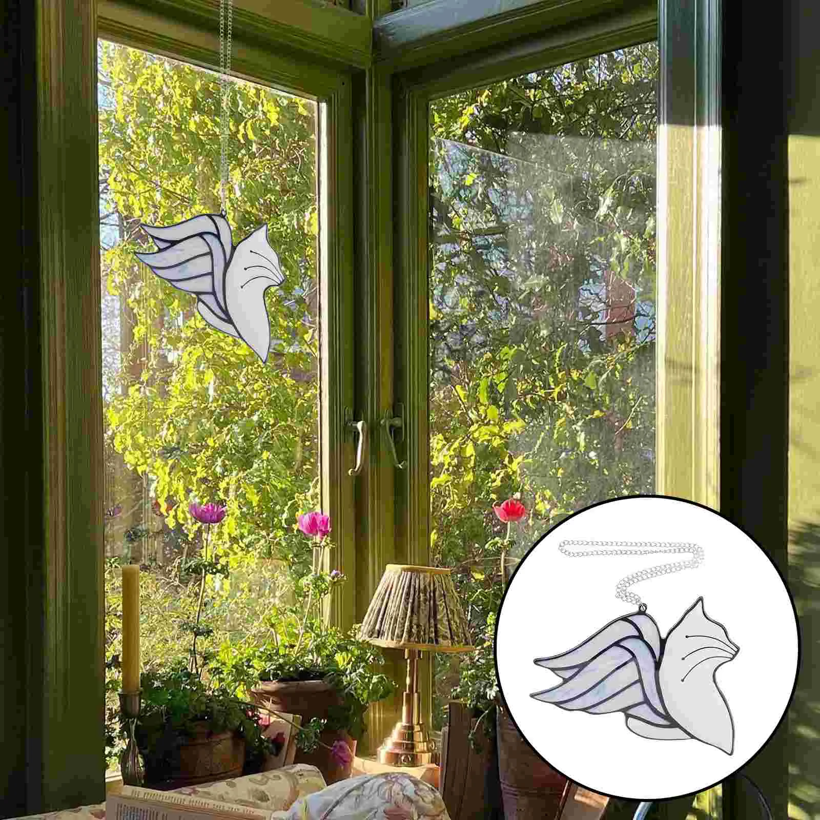 Rainbow Window Pendant Bird Stained Glass Hanging Acrylic Cat Memorial Ornament
