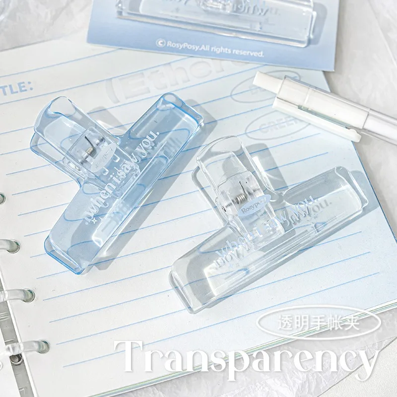 Paper Clips 1PC Transparent Jelly Exture Acrylic Clear Color Paper Clip Bills Test Papers File Storage Spring Clip Cute Office Accessories