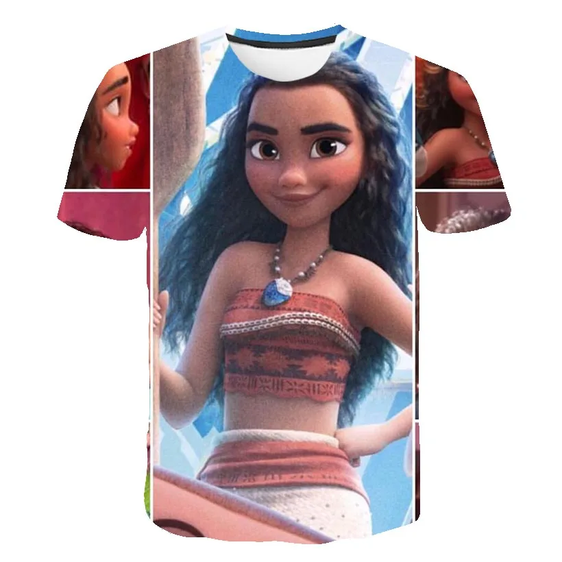 Cartoon Print T-Shirt para Meninas, Moana T-Shirt, Birthday Gift, Kawaii  Tops, Roupa Infantil, Baby