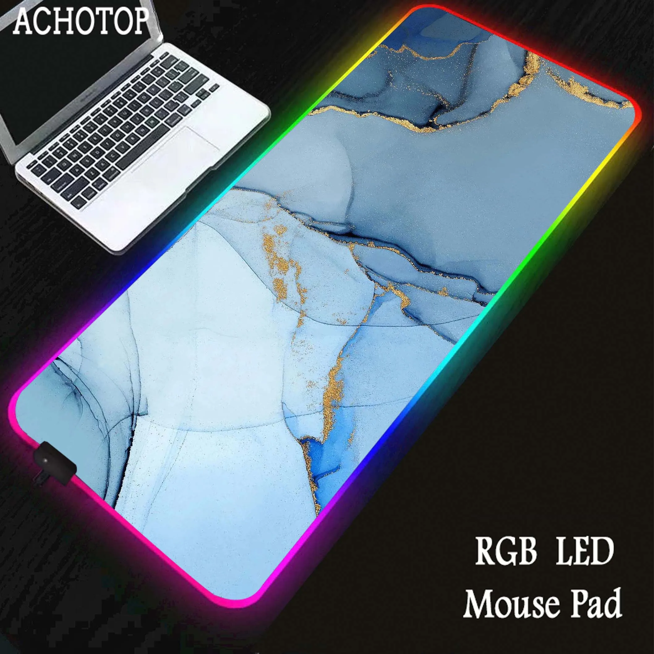 

Marble Pc Game Mousepad LED RGB Large Mouse Pad XXL Gamer Mouse Mat Office Table Carpet Gaming Mats 90x40 Backlit Anti-slip Pad