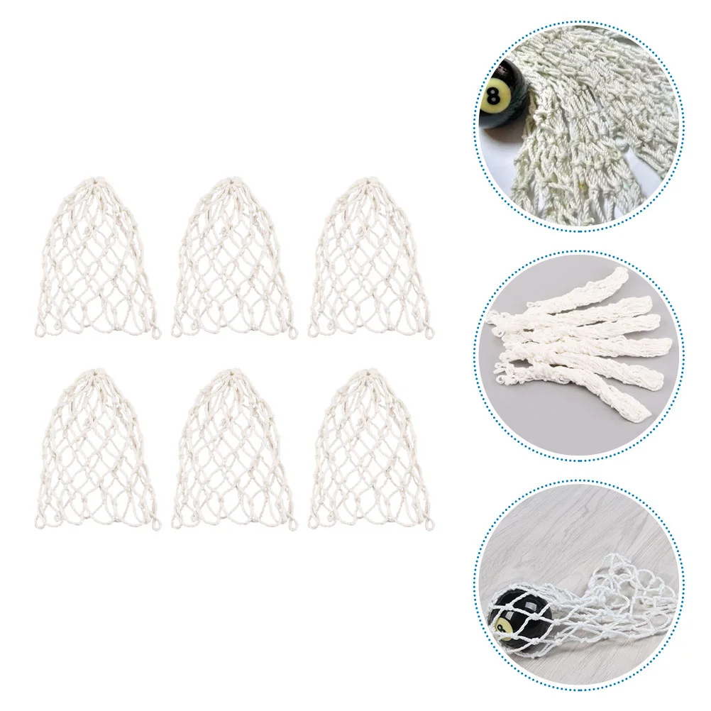 

6 Pcs Billiard Net Bag Snooker Pockets Fold Holder Pool Table Storage White Parts