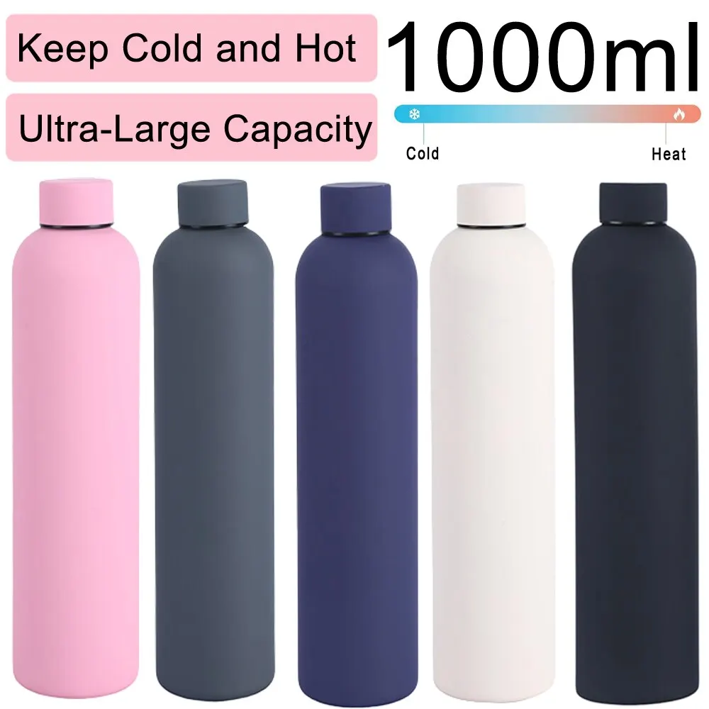 1000ML Double-Wall Stainless Steel Leak-proof Thermal Vacuum Flask  Insulated Water Bottle Sports Coffee Straight Body Cup - AliExpress