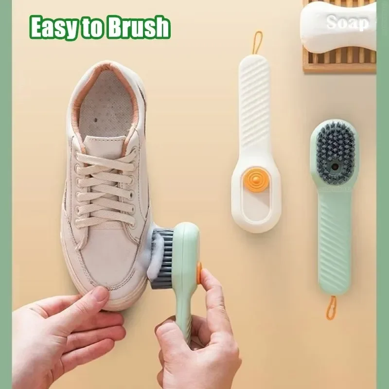 

1/2pcs Shoes Brush Automatic Liquid Discharge Multifunction Press Out Shoes Cleaner Soft Bristles Clothes Brushes Cleaning Tool