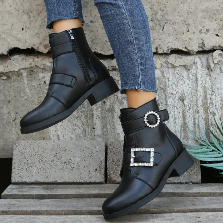 

2022 New Vintage British Party Style Boots Microfiber Leather Chelsea Boots Ankle Cowboy Boots Boots Women Platform Boots